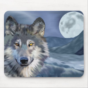Winterwolf-Vollmond-Wildnis Mousepad