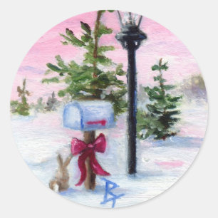 Winterwonderland-Aufkleber Runder Aufkleber