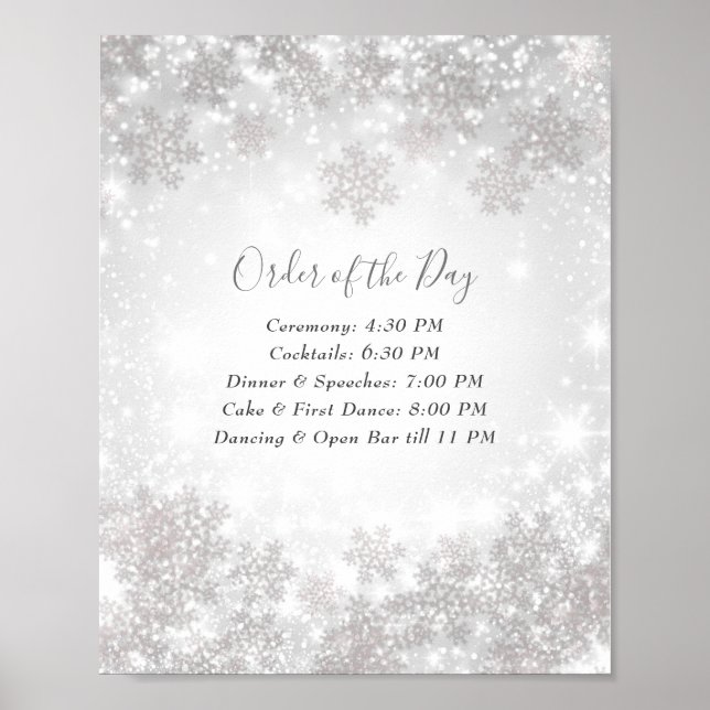Winterwonderland-Hochzeit-Orden der Schneeflocken Poster (Vorne)