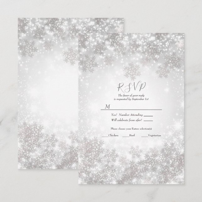 Winterwonderland Hochzeit RSVP Einladung (Vorne/Hinten)