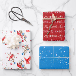Winterwonderland Roter Kardinal Ornamente Geschenkpapier Set