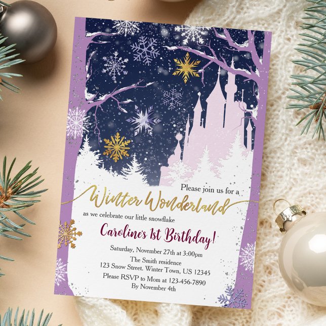 Winterwonderland Schneeprincess Burg Lila Einladung (Von Creator hochgeladen)