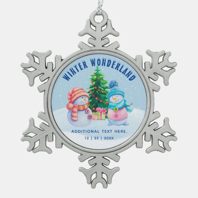 Winterwonderland Snowflake Gerahmte Ornament (Vorderseite)