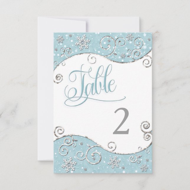 Winterwonderland Snowflakes Tischnummer Card (Vorderseite)