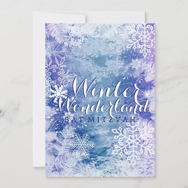 Winterwonderland Thema BAT MITZVAH Geburtstag Einladung (Vorderseite)