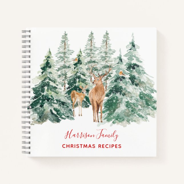 Winterwoodland Familienrezeptbuch Notizbuch (Vorderseite)