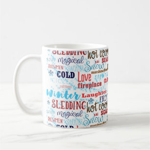 Winterwörter Typografie Spaß Urlaub Kaffee Tasse
