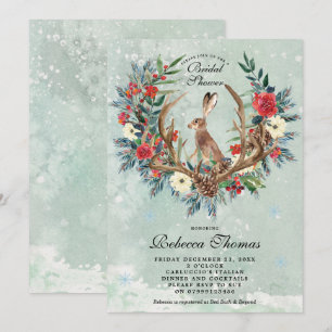 Winterwreath- und -hase-Brautpartyeinladung Einladung
