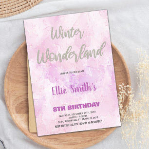Winterwunder Geburtstag Einladungen Rosa Kunst
