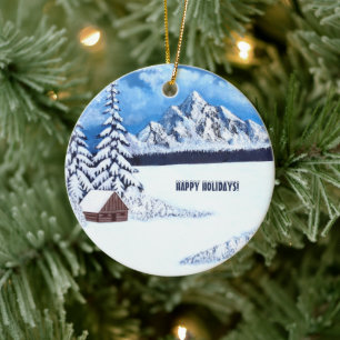 Winterwunder rund keramik ornament