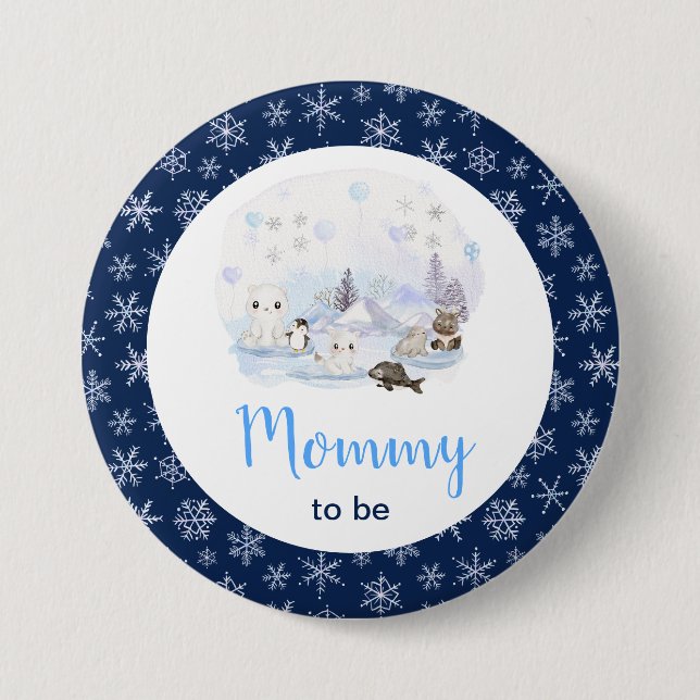 Winterwunderland Arktische Tiere werdende Mutter Button (Vorderseite)
