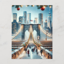 Winterwunderland. Brooklyn Bridge - New York Postkarte