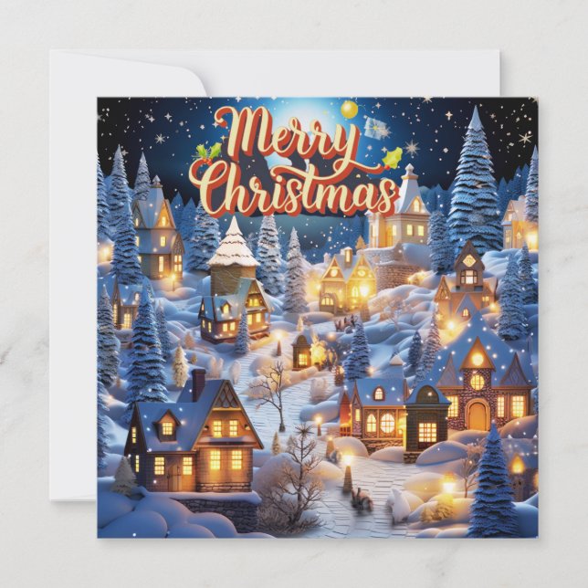 Winterwunderland der Weihnachtskarte des Glücks Mitteilungskarte (Vorderseite)