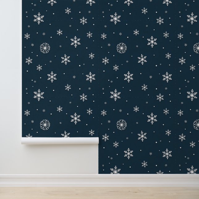 Winterwunderland: Ein zartes Schneeflockenmuster Tapete (Anwendung)