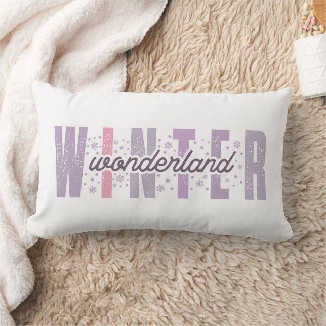 Winterwunderland - Festliche Typografie Kunst Lendenkissen (Decke)