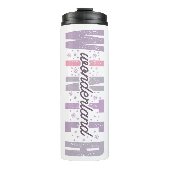 Winterwunderland - Festliche Typografie Kunst Thermosbecher (Vorderseite)