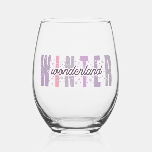 Winterwunderland - Festliche Typografie Kunst Weinglas Ohne Stiel (Vorderseite)