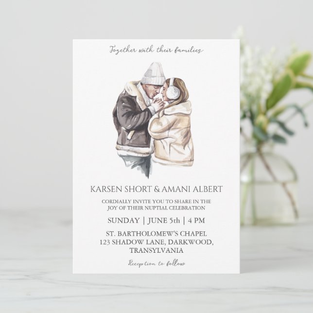 Winterwunderland Hochzeitseinladungen Einladung (Stehend Vorderseite)