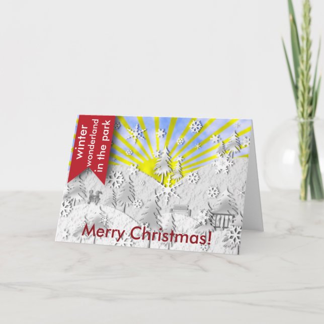 Winterwunderland im Park grüßen Feiertagskarte (Vorderseite)