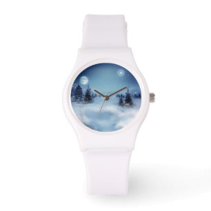 Winterwunderland in der Nacht Armbanduhr