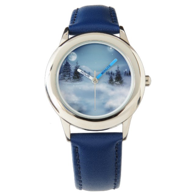 Winterwunderland in der Nacht Armbanduhr (Vorderseite)