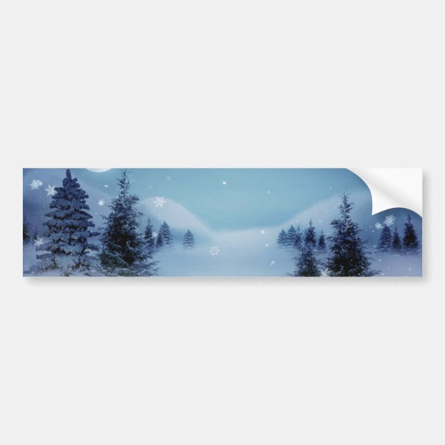 Winterwunderland in der Nacht Autoaufkleber (Vorne)