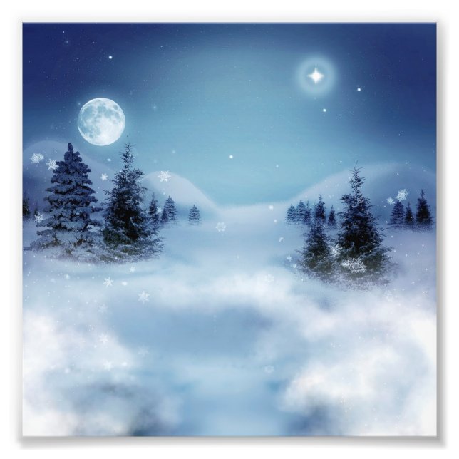 Winterwunderland in der Nacht Fotodruck (Vorne)