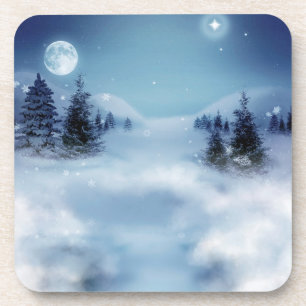 Winterwunderland in der Nacht Getränkeuntersetzer
