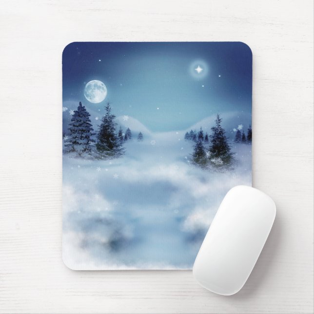 Winterwunderland in der Nacht Mousepad (Mit Mouse)