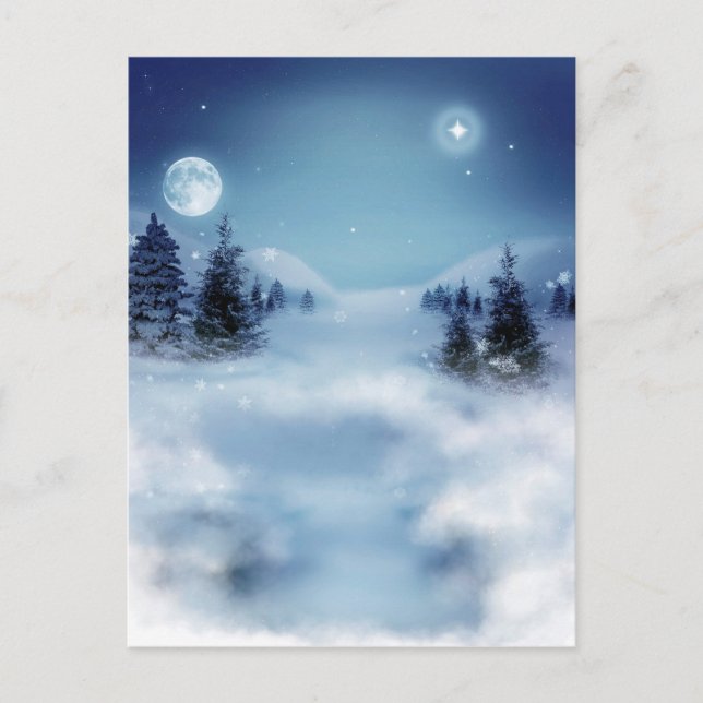 Winterwunderland in der Nacht Postkarte (Vorderseite)