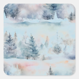 Winterwunderland - künstlerisch quadratischer aufkleber