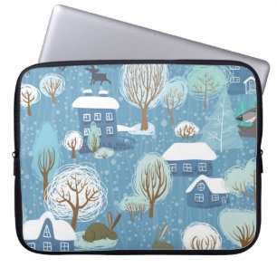 Winterwunderland: Landschaftliches Muster Laptopschutzhülle