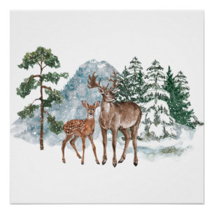 Winterwunderland Liebe und Kiefernschnee Stich Poster