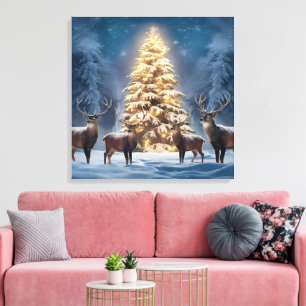 Winterwunderland mit festlichen Freunden 3DC Weihn Leinwanddruck