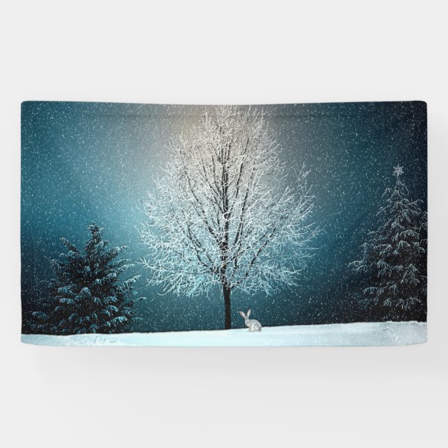 Winterwunderland mit Kaninchen Banner (Horizontal)