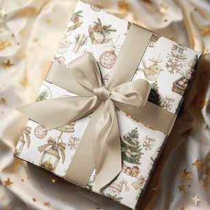 Winterwunderland mit Vogel und Ornamenten Geschenkpapier