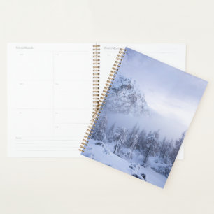 Winterwunderland, Nebel, Fichtenwald und Berge Planer