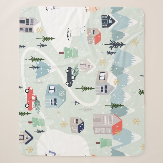 Winterwunderland: Polar Bären Weihnachten Sherpadecke (Vorderseite)