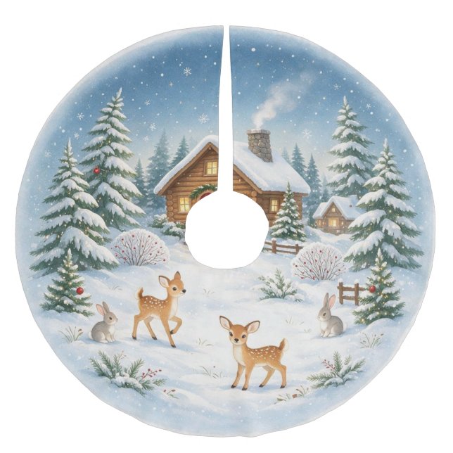 Winterwunderland Polyester Weihnachtsbaumdecke (Vorderseite)