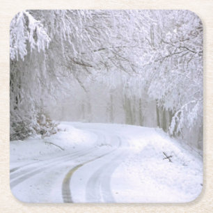 Winterwunderland Rechteckiger Pappuntersetzer