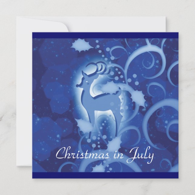 Winterwunderland Rentiere Weihnachten Juli Einladung (Vorderseite)