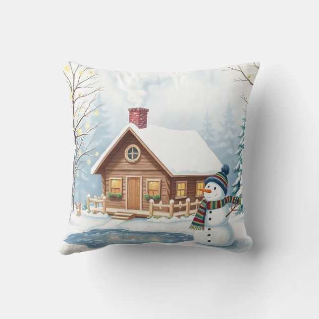 Winterwunderland-Rückzug Kissen (Rückseite)