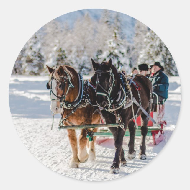 Winterwunderland Runder Aufkleber (Vorderseite)