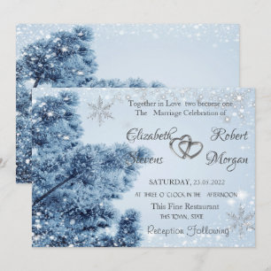Winterwunderland, Schnee, Schneeflocken Hochzeit Einladung