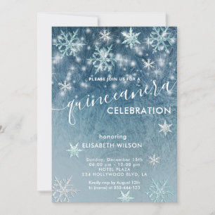 Winterwunderland Schneeflocken Quinceñera Einladung