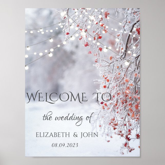 Winterwunderland, Schneeketten Hochzeit Poster (Vorne)