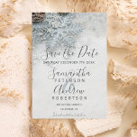 Winterwunderland Silberschneemaschine Hochzeit Save The Date<br><div class="desc">Winterwunderland Silberschnee-Typografie Hochzeit speichern das Datum</div>