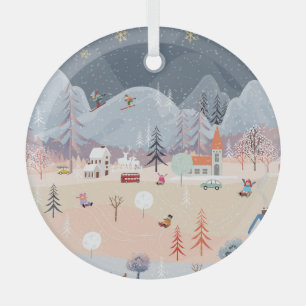 Winterwunderland: Vintage Landschaft. Ornament Aus Glas