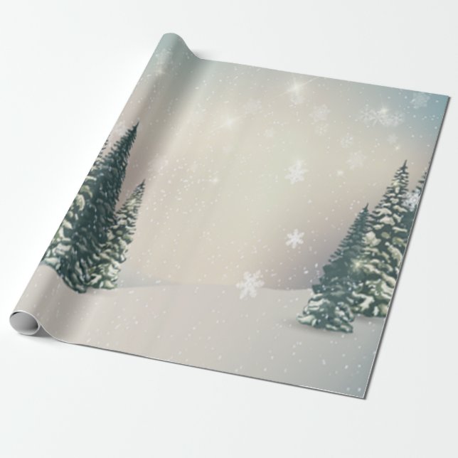 Winterwunderland, Wald, Schneeurlaub Geschenkpapier (Ungerollt)
