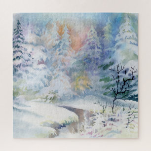 Winterwunderland: Wasserfarbenwelt Landschaft